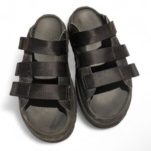 UGG GoldenGlow Slide Women’s 10 Black Velcro Strappy Platform Slide Sandals